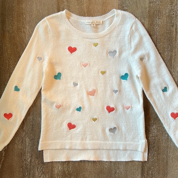 Copper Key Embroidered Hearts Sweater - Picture 2 of 6